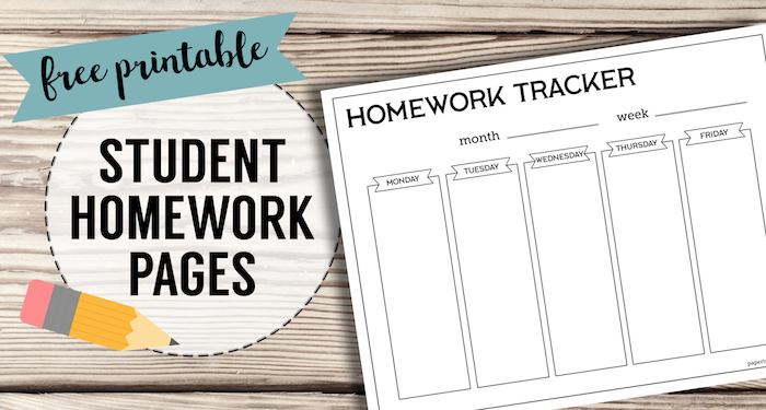 Free Printable Student Homework Planner Template. Help kids remember and organize their homework with these homework tracker pages. #papertraildesign #homework #school #studentorganization