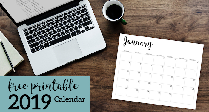 2019 Calendar Printable Free Template. 2019 monthly free printable wall or desk calendar. Hand lettered from January through December help you get organized. #papertraildesign #officeorganization #2019