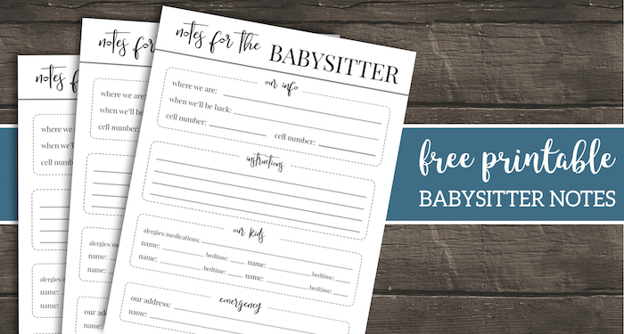 Free Printable Babysitter Notes Template Paper Trail Design