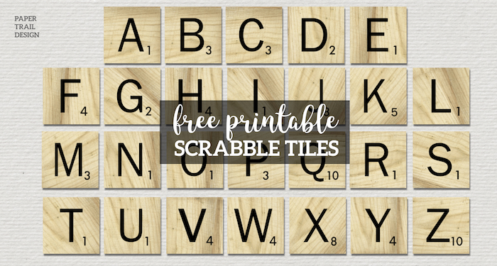 Free Printable Scrabble Letter Tiles Sign. Printable DIY Wall Art Scrabble letters. Party decorations ideas or scrapbook letters. #papertraildesign #scrabble #scrabbleletters #scrabbletiles