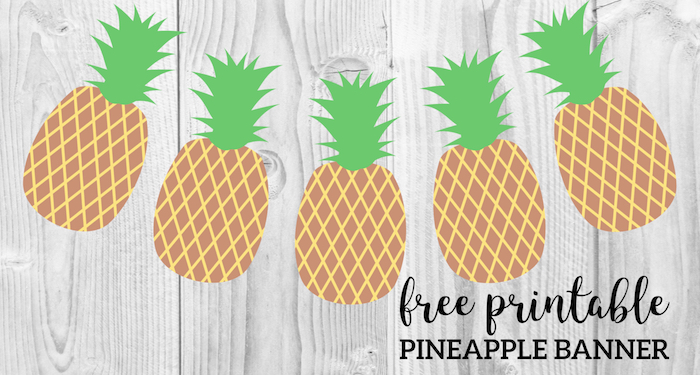 Pineapple Party Banner Free Printable. Easy DIY pineapple decor idea for your home, or for a pineapple or summer party. Pineapple fun. #papertraildesign #pineapple #pineappleparty #pineappledecor