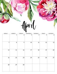 Free Printable Calendar 2019 - Floral. Watercolor Flower design style calendar. Monthly calendar pages. Cute office or desk organization. #papertraildesign #2019calendar #calendar #calendar2019 #floralcalendar