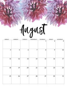 Free Printable Calendar 2019 - Floral. Watercolor Flower design style calendar. Monthly calendar pages. Cute office or desk organization. #papertraildesign #2019calendar #calendar #calendar2019 #floralcalendar