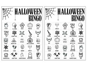 Halloween Bingo Printable Game Cards Template. Fun kids Halloween party game. Easy Halloween activity with 16 different Bingo cards. #papertraildesign #kidshalloween #halloweenbingo #halloweenprintables