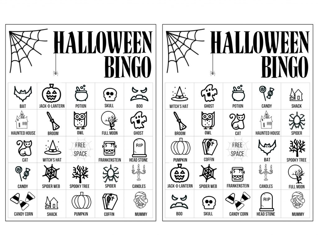 Halloween Bingo Printable Game Cards Template - Paper Trail Design