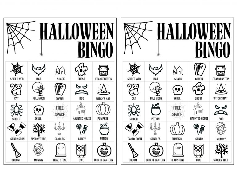Halloween Bingo Printable Game Cards Template - Paper Trail Design
