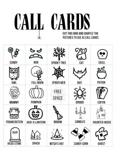 Halloween Bingo Printable Game Cards Template. Fun kids Halloween party game. Easy Halloween activity with 16 different Bingo cards. #papertraildesign #kidshalloween #halloweenbingo #halloweenprintables