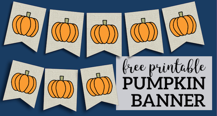Free Printable Pumpkin Banner Decor. Decorate for Fall, Halloween, and Thanksgiving. DIY pumpkin banner with a burlap rustic farmhouse look. #papertraildesign #pumpkin #pummpkindecor #fall #falldecor