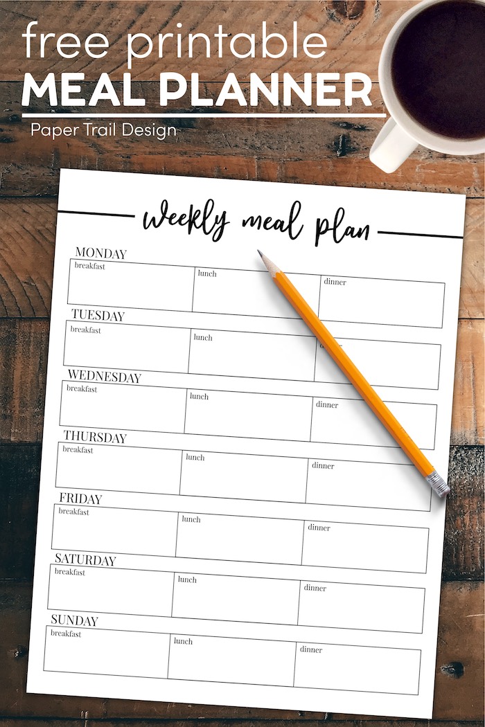 Free Printable Weekly Meal Plan Template - Paper Trail Design