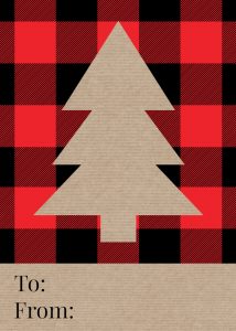 Rustic Plaid Christmas Tags Free Printable. Easy Christmas gift to from card for Christmas wrapping. Buffalo check tree pattern. #papertraildesign #Christmas #giftwrap #Christmasgiftwrap #rusticchristmas