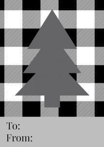 Rustic Plaid Christmas Tags Free Printable. Easy Christmas gift to from card for Christmas wrapping. Buffalo check tree pattern. #papertraildesign #Christmas #giftwrap #Christmasgiftwrap #rusticchristmas