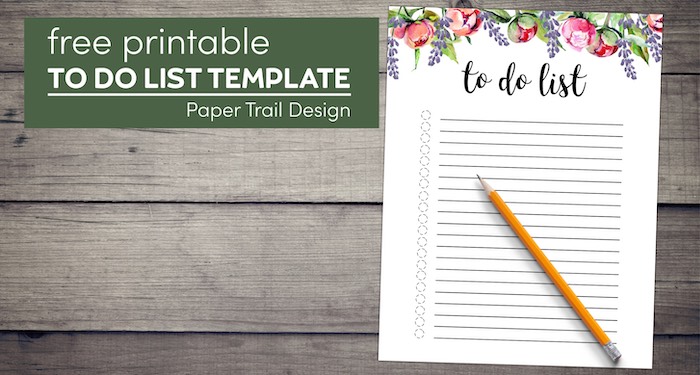 floral to do list with pencil with text overlay- free printable to do list template