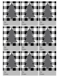 Rustic Plaid Christmas Tags Free Printable. Easy Christmas gift to from card for Christmas wrapping. Buffalo check tree pattern. #papertraildesign #Christmas #giftwrap #Christmasgiftwrap #rusticchristmas
