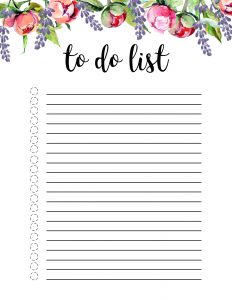 Floral To Do List Printable Template. Cute daily, weekly, or monthly to-do list with flowers for kids, parents, teachers. #papertraildesign #todolistprintable #flower #freeprintables #getstuffdone #getshitdone #office