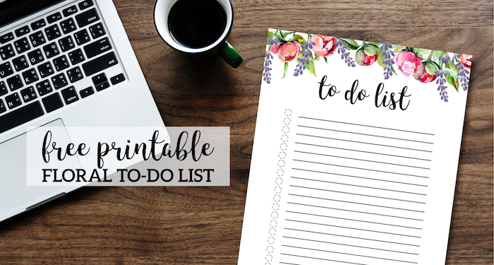 Floral To Do List Printable Template. Cute daily, weekly, or monthly to-do list with flowers for kids, parents, teachers. #papertraildesign #todolist #floral #floralprintables #organization #organizational