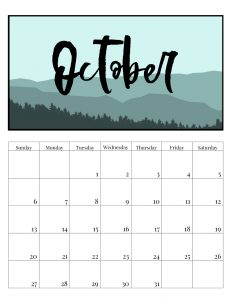 Free Printable Monthly Calendar 2019 - Mountain Trees. Outdoorsy treeline calendar. Nature and adventure lovers calendar. #papertraildesign #calendar #organize #nature #adventure #outdoorsy #organization #outdoorsman