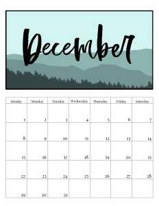 Free Printable Monthly Calendar 2019 - Mountain Trees. Outdoorsy treeline calendar. Nature and adventure lovers calendar. #papertraildesign #calendar #organize #nature #adventure #outdoorsy #organization #outdoorsman