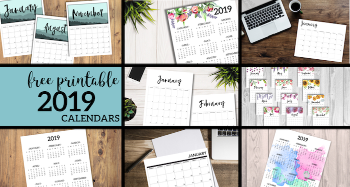 Free Printable 2019 Calendars Templates. Ultimate 2019 Calendar printable round up options including black and white and colorful. #papertraildesign #2019 #2019calendar #calendar2019 #office #desk #officedesk #officeorganization #organization