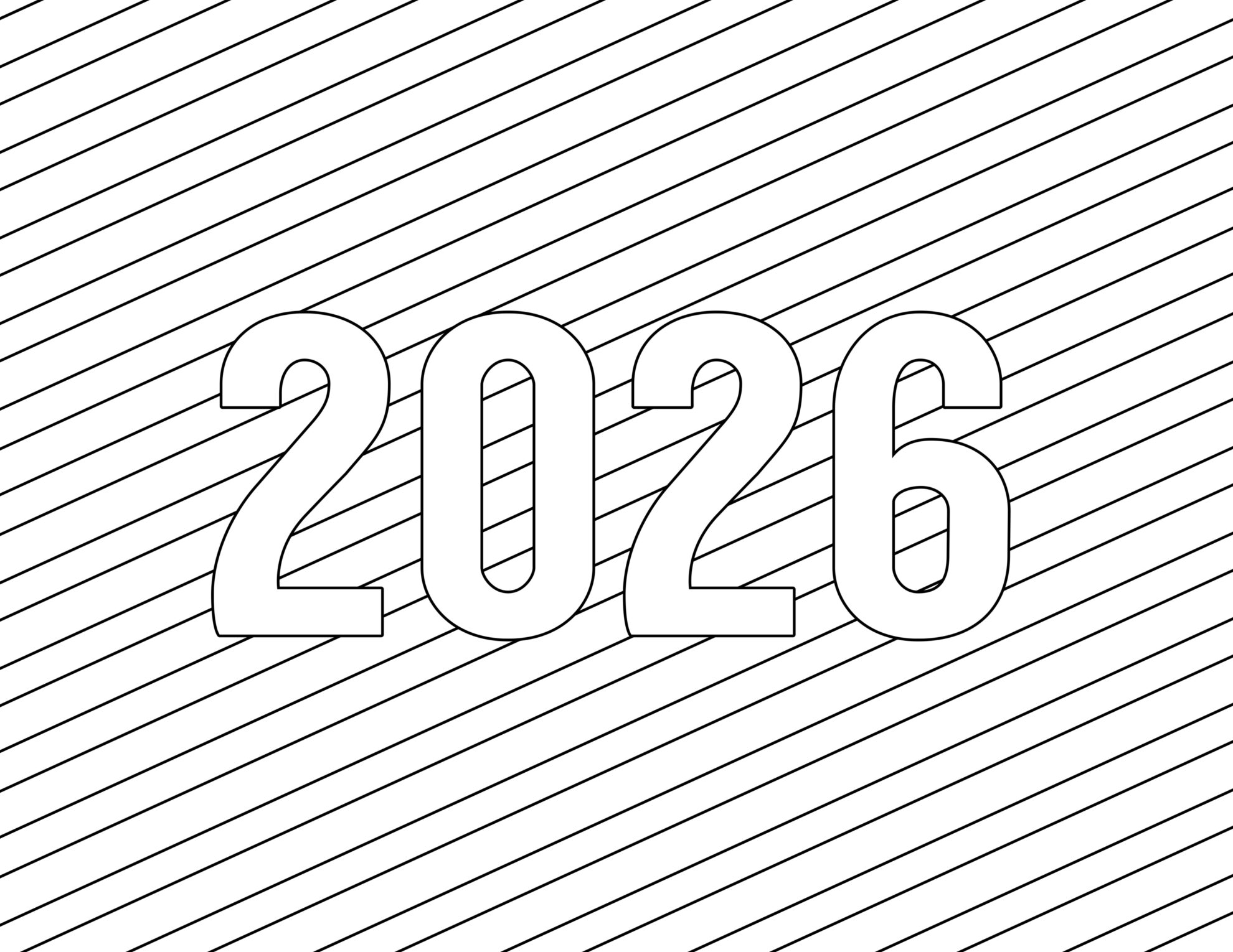2026 coloring page happy new year coloring pages free printable - paper trail design