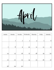 Free Printable Monthly Calendar 2019 - Mountain Trees. Outdoorsy treeline calendar. Nature and adventure lovers calendar. #papertraildesign #2019 #2019calendar #naturelovers #natureprintables #freeprintables #calendar2019 #deskcalendar