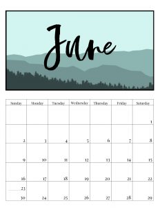 Free Printable Monthly Calendar 2019 - Mountain Trees. Outdoorsy treeline calendar. Nature and adventure lovers calendar. #papertraildesign #2019 #2019calendar #naturelovers #natureprintables #freeprintables #calendar2019 #deskcalendar