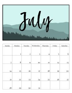 Free Printable Monthly Calendar 2019 - Mountain Trees. Outdoorsy treeline calendar. Nature and adventure lovers calendar. #papertraildesign #calendar #organize #nature #adventure #outdoorsy #organization #outdoorsman