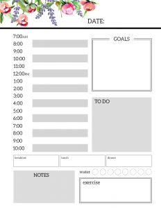 Floral Free Printable Daily Planner Template Sheets. Flower planner pages. Monday, Tuesday, Wednesday, Thursday, Friday, Saturday, Sunday. #papertraildesign #planner #plannerpages #plannerprintable #printableplanner #freeprintableplanner #organize #getshitdone #dailyplanner #dailyplan