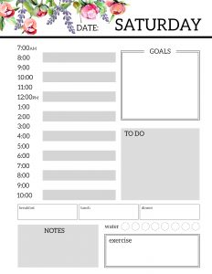 Floral Free Printable Daily Planner Template Sheets. Flower planner pages. Monday, Tuesday, Wednesday, Thursday, Friday, Saturday, Sunday. #papertraildesign #planner #plannerpages #plannerprintable #printableplanner #freeprintableplanner #organize #getshitdone #dailyplanner #dailyplan