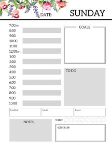 Floral Free Printable Daily Planner Template Sheets. Flower planner pages. Monday, Tuesday, Wednesday, Thursday, Friday, Saturday, Sunday. #papertraildesign #plan #getstuffdone ##getorganized #goals #dailygoals #dailyplan #goaltracker #planning #organization