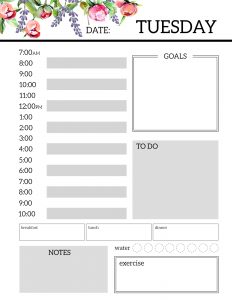 Floral Free Printable Daily Planner Template Sheets. Flower planner pages. Monday, Tuesday, Wednesday, Thursday, Friday, Saturday, Sunday. #papertraildesign #plan #getstuffdone ##getorganized #goals #dailygoals #dailyplan #goaltracker #planning #organization