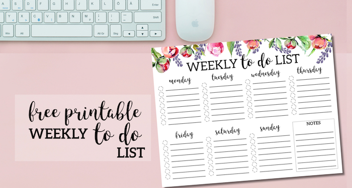 Floral Weekly To Do List Printable Checklist Template. DIY daily organization idea. To do list planner. Stay organized new year, summer, back to school. #papertraildesign #todolist #todo #plannerprintables #floral #floralplanner #floralprintables #organize #organization #getorganized #frugal #desk