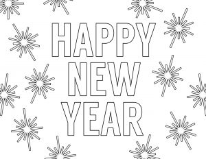 Happy New Year Coloring Pages Free Printable. New Year's coloring pages for kids and adults. Celebrate with New Year coloring sheets. #papertraildesign #Newyears #NewYearCelebration #NewYearParty #kidsnewyear #cheers #2019 #NewYearprintables #NewYearParty #KidFriendlyNewYear