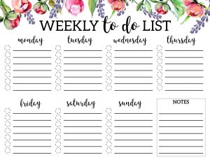 Floral Weekly To Do List Printable Checklist Template. DIY daily organization idea. To do list planner. Stay organized new year, summer, back to school. #papertraildesign #deskorganization #organization #newyear #summer #backtoschool #floralorganization #prettyorganization #officeorganization #familyorganization #smallbusiness #business #getshitdone #lists