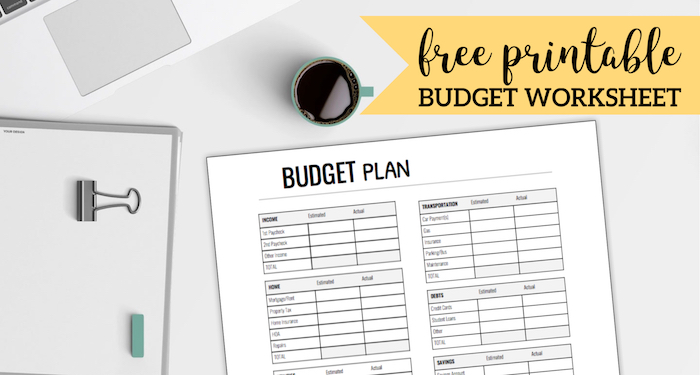 Free Printable Monthly Budget Worksheet. Household budget worksheets. Personal budgeting planner template. Family budget worksheet. #papertraildesign #budget #familybudget #personalbudget #householdbudget #freeprintables #budgetworksheet #finance #money #debt #getoutofdebt