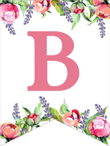 Floral Free Printable Alphabet Letters Banner. Make a personalized flower banner message fora birthday party, baby shower, or wedding. #papertraildesign #alphabetbanner #abcbanner #flowerbanner #babyshowers #bridalshowers #weddingshowers #birthdays #freeprintables