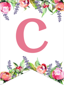Floral Free Printable Alphabet Letters Banner. Make a custom flower banner for birthday parties, baby showers, or weddings. #papertraildesign #banner #floralbanner #wedding #weddings #babyshower #bridalshower #weddingshower #birthday #birthdayparty #birthdayparties