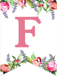Floral Free Printable Alphabet Letters Banner. Make a custom flower banner for birthday parties, baby showers, or weddings. #papertraildesign #banner #floralbanner #wedding #weddings #babyshower #bridalshower #weddingshower #birthday #birthdayparty #birthdayparties
