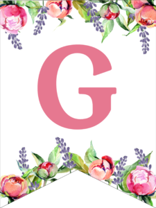 Floral Free Printable Alphabet Letters Banner. Make a personalized flower banner message fora birthday party, baby shower, or wedding. #papertraildesign #alphabetbanner #abcbanner #flowerbanner #babyshowers #bridalshowers #weddingshowers #birthdays #freeprintables