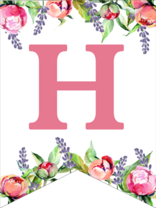 Floral Free Printable Alphabet Letters Banner. Make a personalized flower banner message fora birthday party, baby shower, or wedding. #papertraildesign #alphabetbanner #abcbanner #flowerbanner #babyshowers #bridalshowers #weddingshowers #birthdays #freeprintables