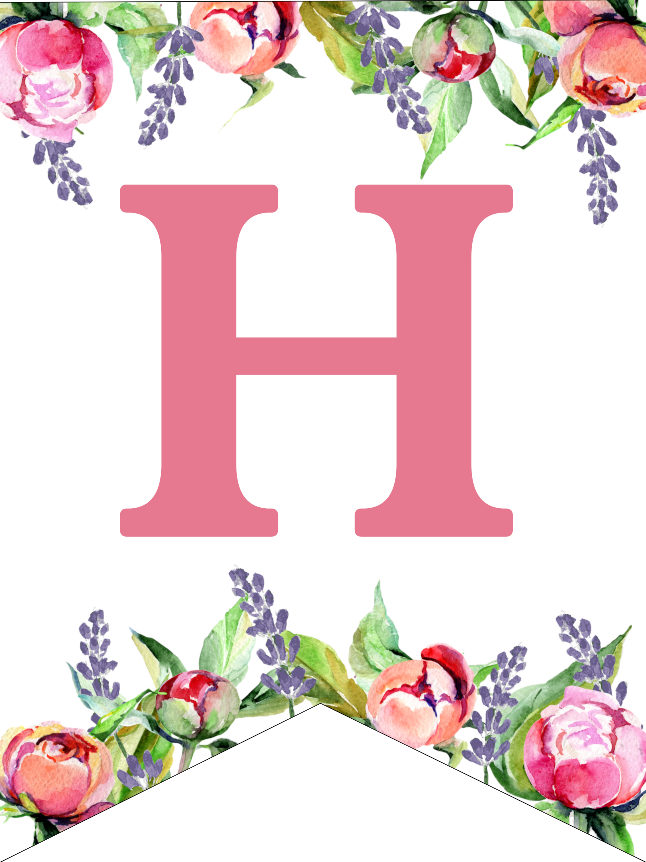 floral free printable alphabet letters banner paper trail design