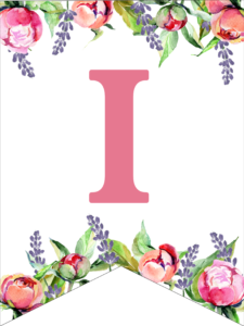 Floral Free Printable Alphabet Letters Banner. Make a personalized flower banner message fora birthday party, baby shower, or wedding. #papertraildesign #alphabetbanner #abcbanner #flowerbanner #babyshowers #bridalshowers #weddingshowers #birthdays #freeprintables