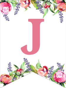 Floral Free Printable Alphabet Letters Banner. Make a personalized flower banner message fora birthday party, baby shower, or wedding. #papertraildesign #alphabetbanner #abcbanner #flowerbanner #babyshowers #bridalshowers #weddingshowers #birthdays #freeprintables
