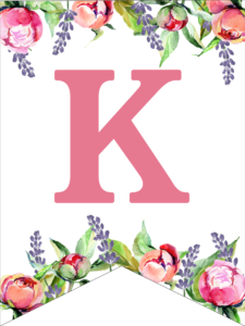 Floral Free Printable Alphabet Letters Banner. Make a personalized flower banner message fora birthday party, baby shower, or wedding. #papertraildesign #alphabetbanner #abcbanner #flowerbanner #babyshowers #bridalshowers #weddingshowers #birthdays #freeprintables