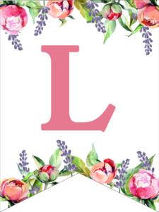 Floral Free Printable Alphabet Letters Banner. Make a personalized flower banner message fora birthday party, baby shower, or wedding. #papertraildesign #alphabetbanner #abcbanner #flowerbanner #babyshowers #bridalshowers #weddingshowers #birthdays #freeprintables