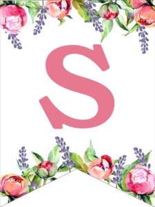 Floral Free Printable Alphabet Letters Banner. Make a personalized flower banner message fora birthday party, baby shower, or wedding. #papertraildesign #alphabetbanner #abcbanner #flowerbanner #babyshowers #bridalshowers #weddingshowers #birthdays #freeprintables