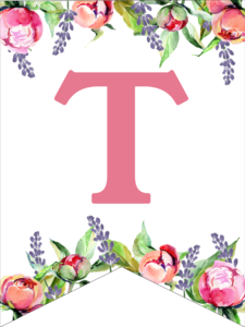 Floral Free Printable Alphabet Letters Banner. Make a personalized flower banner message fora birthday party, baby shower, or wedding. #papertraildesign #alphabetbanner #abcbanner #flowerbanner #babyshowers #bridalshowers #weddingshowers #birthdays #freeprintables