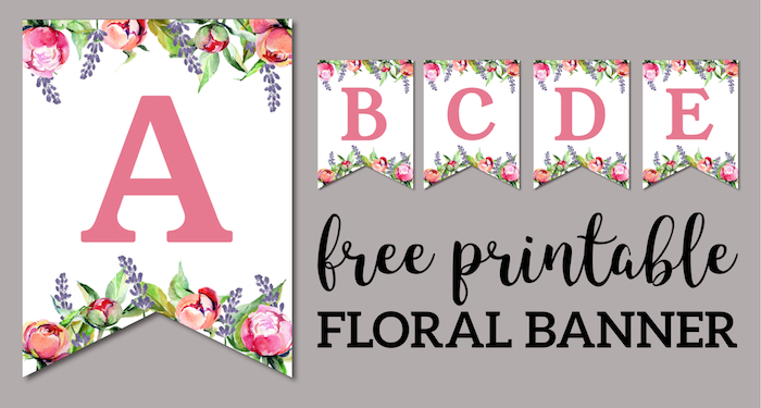 floral free printable alphabet letters banner paper trail design