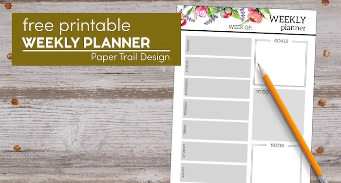 Floral weekly planner page with text overlay- free printable weekly planner