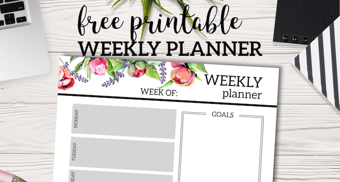Floral Free Printable Weekly Planner Template. Weekly planner pages with flowers to beautify your home or work office organization. #papertraildesign #organization #organize #planner #freeprintable #newyear #getstuffdone #getshitdone #free #printable