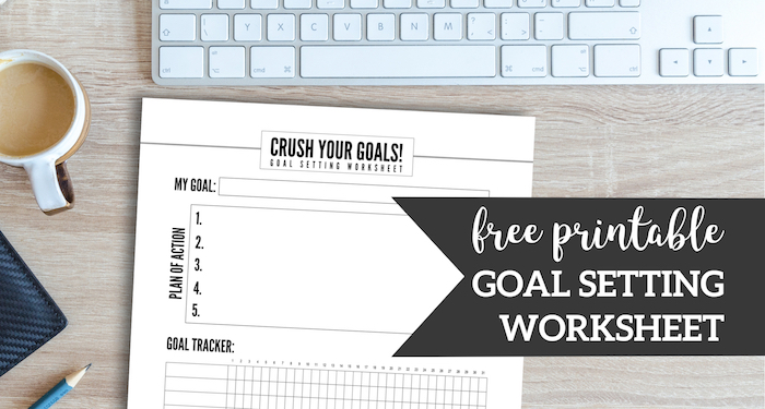 Free Printable Goal Setting Worksheet. Crush your goals and New Year resolutions. Track fitness goals with accountability worksheet. #papertraildesign #goals #goal #newyear #newyearresolutions #resolutions #accountability #accountabilitytracker #goaltracker #resolutiontracker #resolution